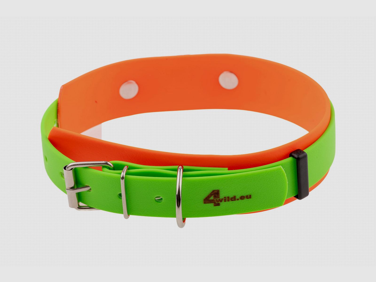 Obroża tropowa BioThane 38 mm 38-52 cm Pomarańczowo-zielona, zdjęcie 1 z 3