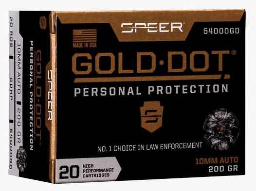 Speer Gold Dot Protection Personnelle 10mm ACP 200GR GDHP 20 cartouches