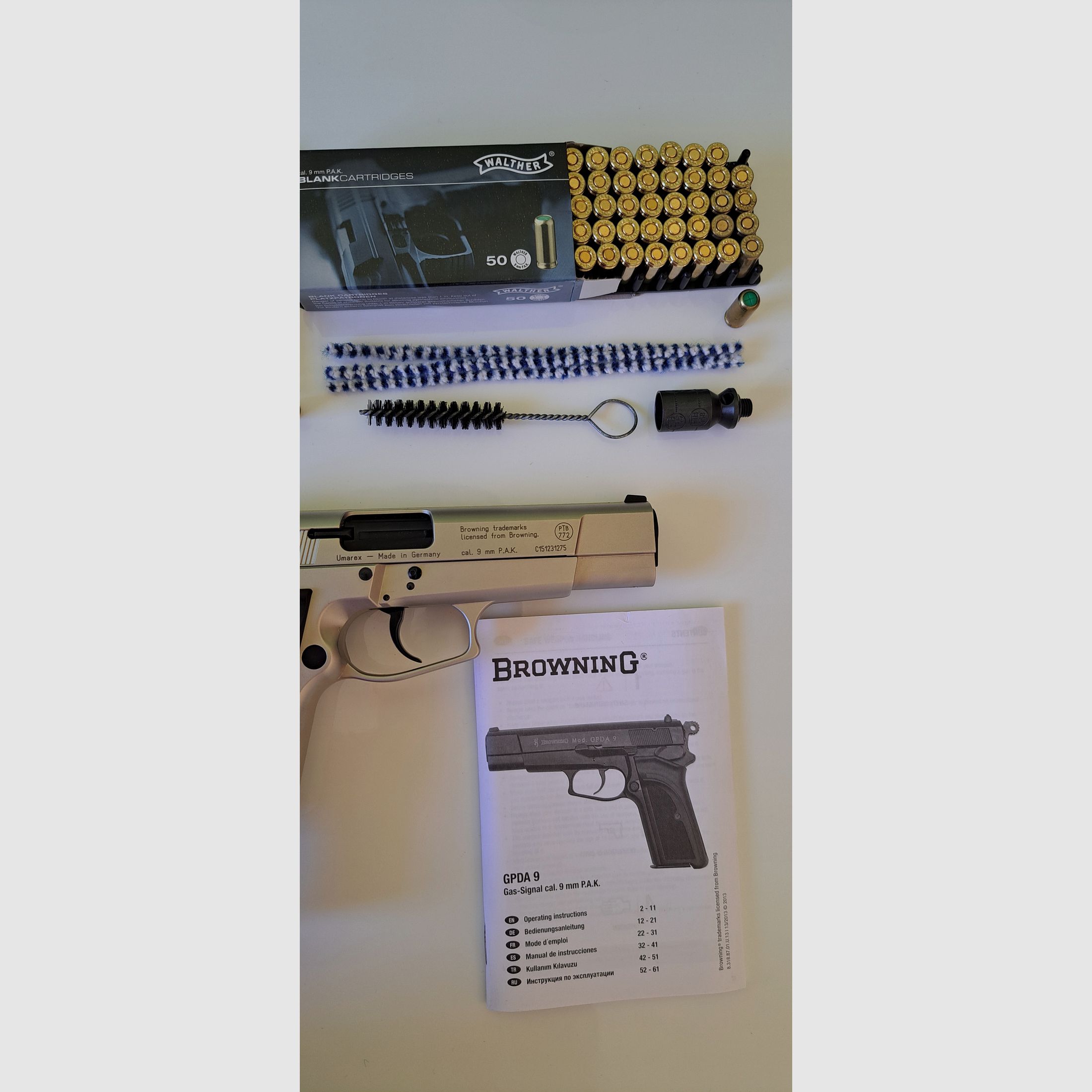 Browning GPDA 9, nickel, Umarex blank firing pistol