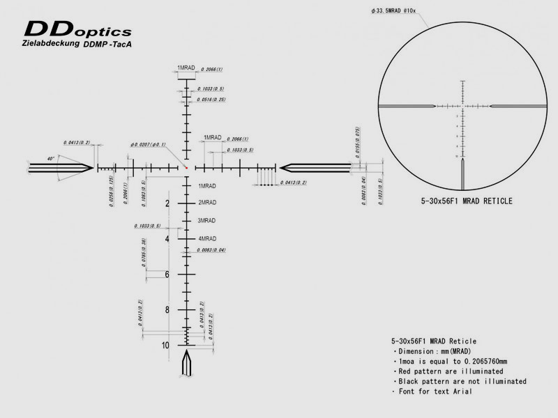 DDoptics ZF Nachtfalke V6 5-30x56 DDMP tacA + punto illuminato in fibra ottica + iPoint