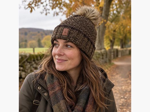 Bonnet Deerhunter vert pompon doublure polaire