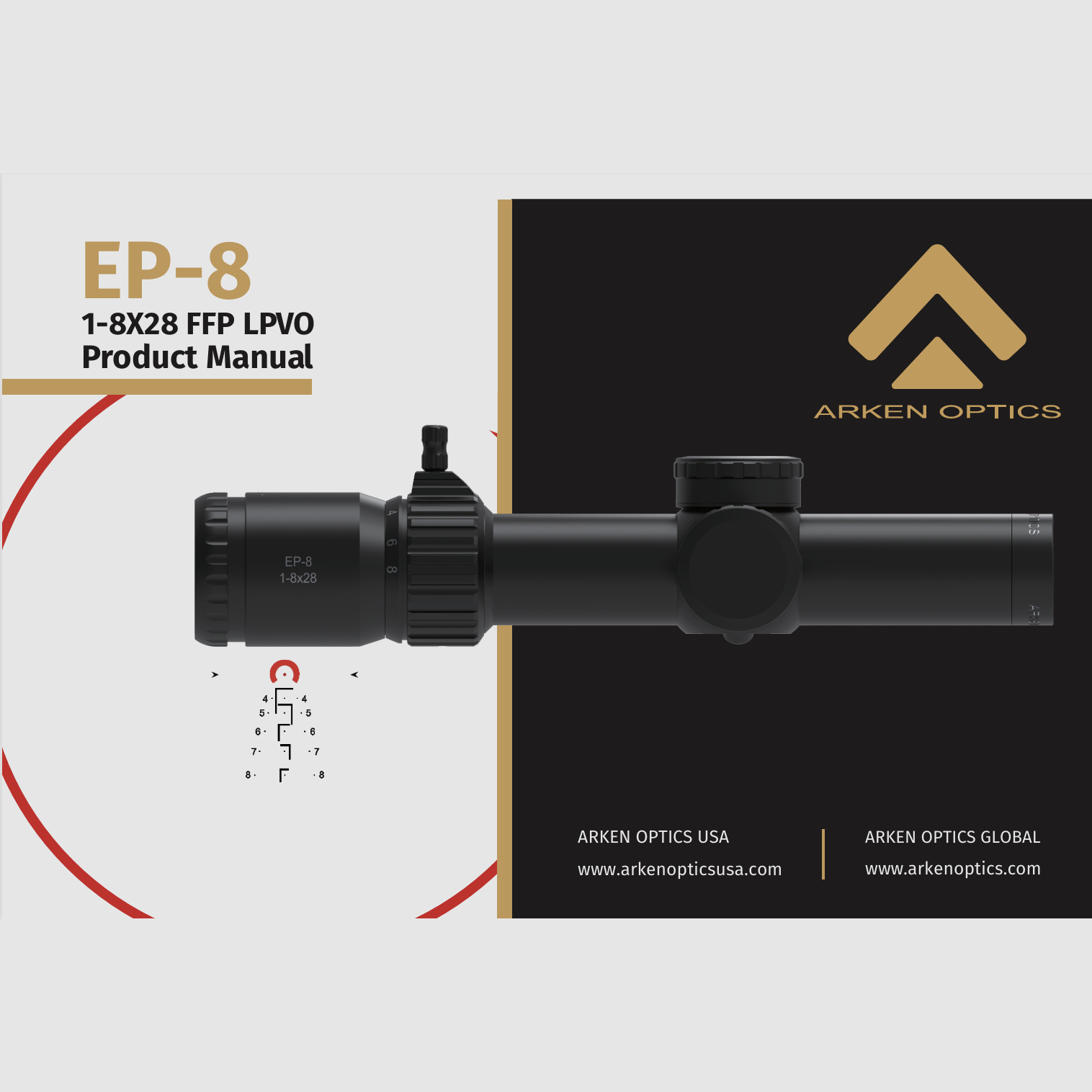 Scope Arken EP-8 1-8X28 FFP KL BOX MOA - like new