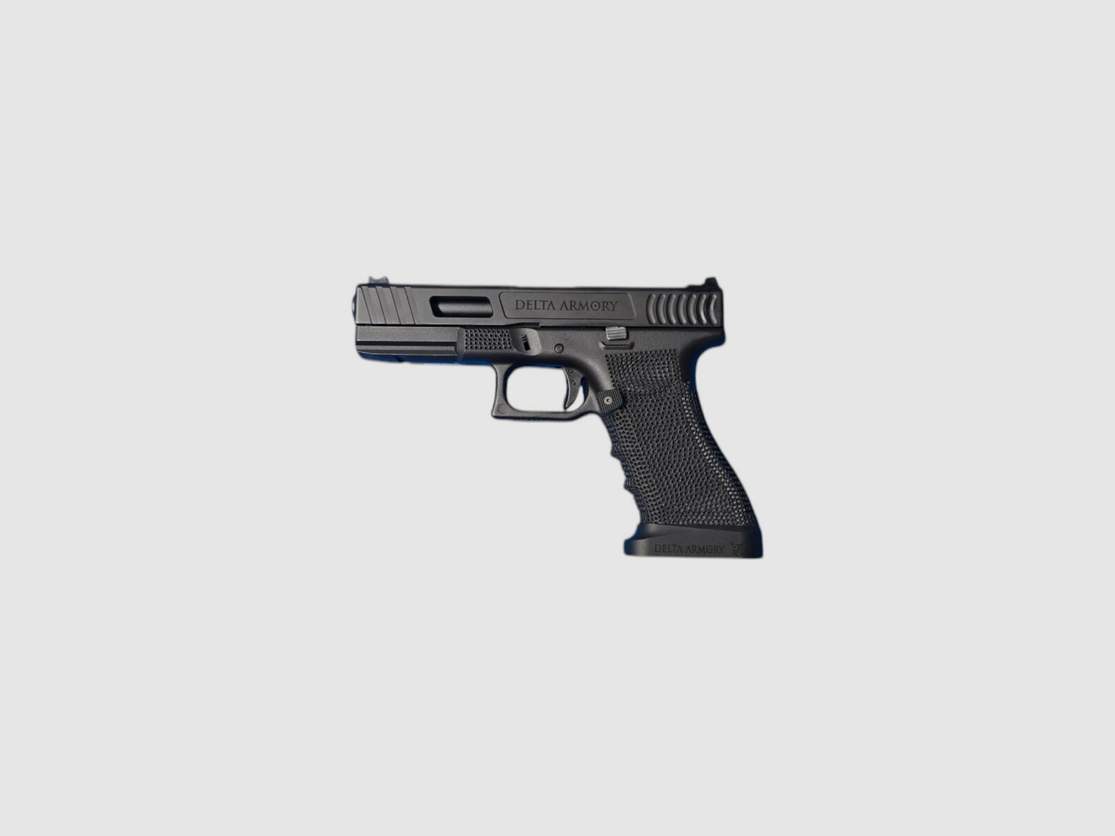 P01 GBB Airsoft Pistol with Grip Stippling in Black | Delta Armory