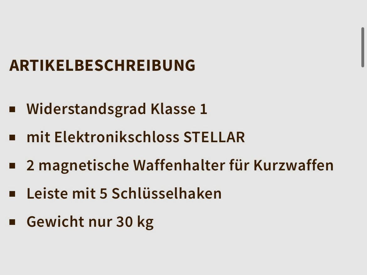 Armoire à pistolets Armoire à armes Classe 1