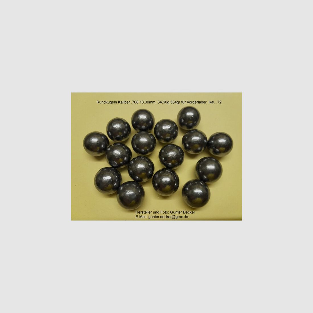 Rundkugeln Kal. .708 18,00mm, 534gr für Vorderlader Gewehre Kaliber .72