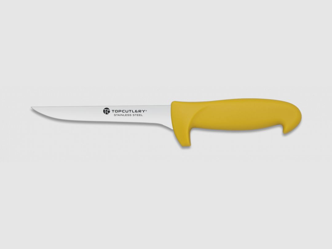 Ausbeinmesser mit gelbem Polymergriff und feiner Klinge von 16 cm