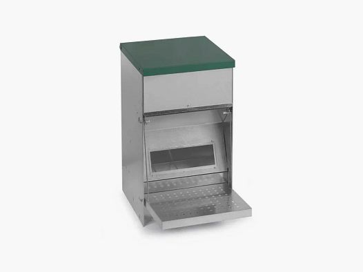 Rooster mangiatoia a tramoggia anti-infestanti 10 kg – acciaio zincato, grigio/verde