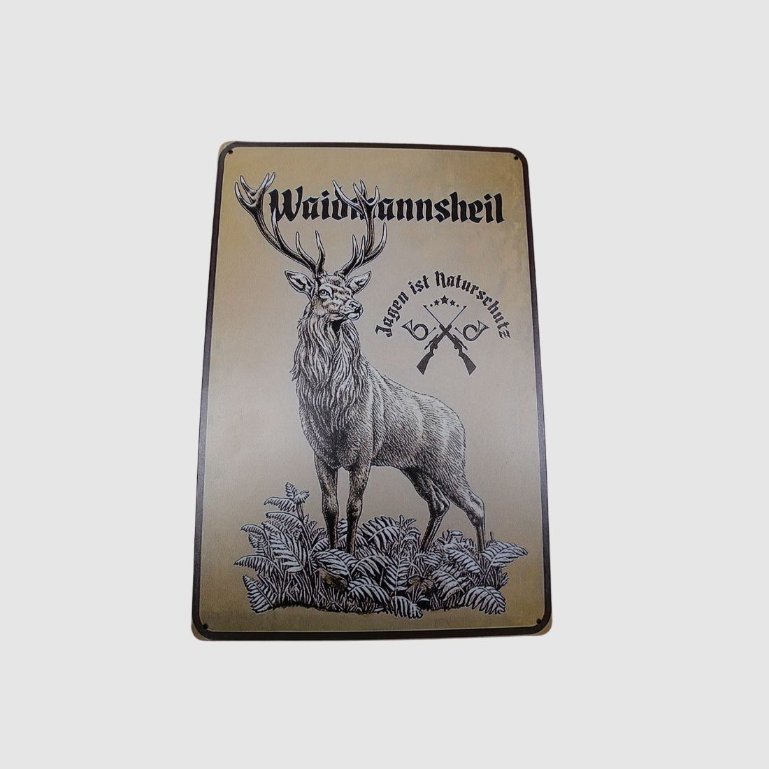 jagdliches Blechschild ca. 20x30 cm Waidmannsheil