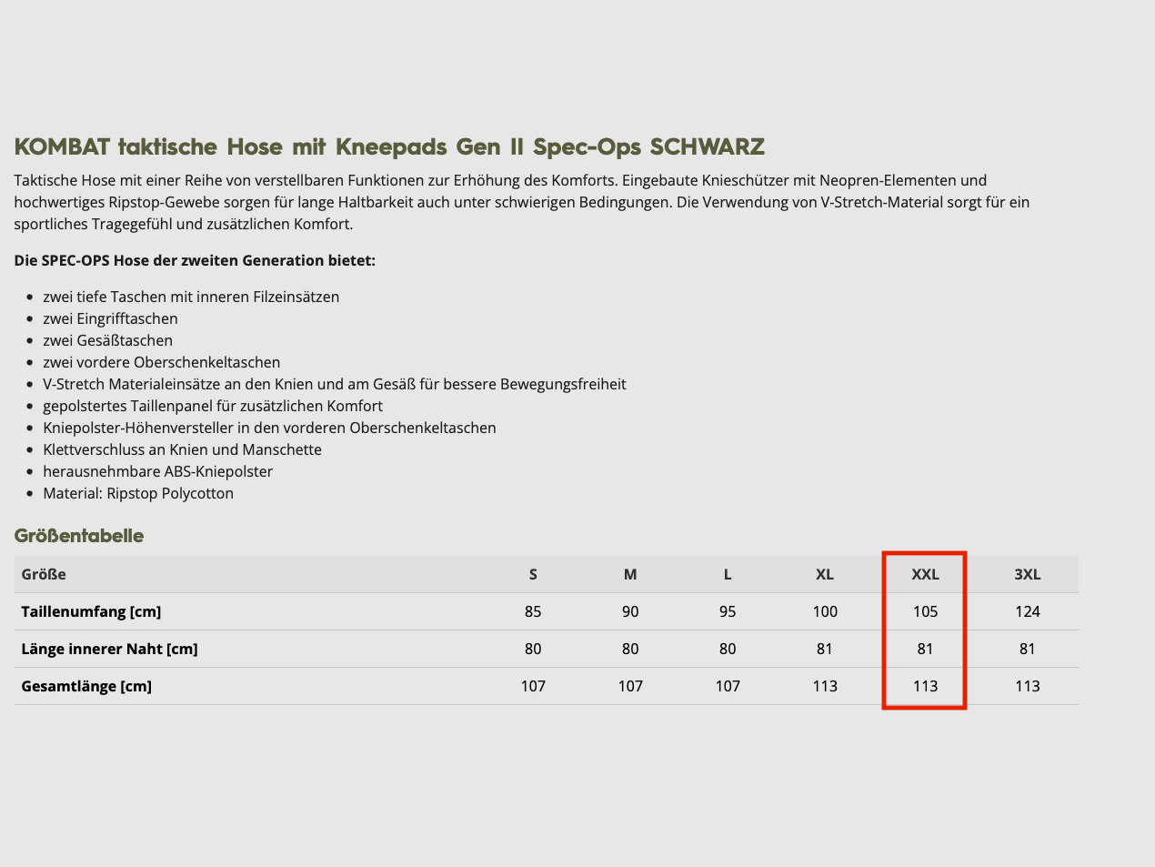 Schwarze Outdoorhose - Schießhose Größe XXL - Taktische Hose mit Kneepads Gen II Spec-Ops , Bild 1 von 3