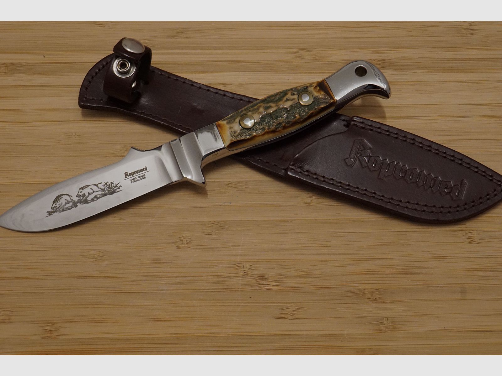 Kopromed Jagdmesser mit Original Lederscheide