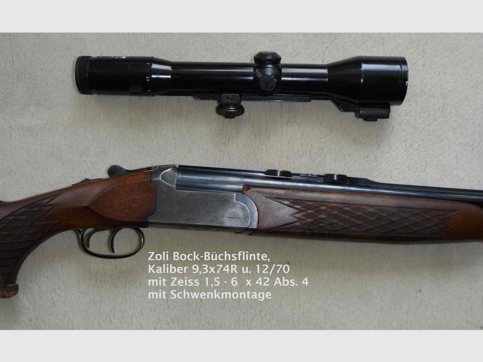 „ZOLI“ Bock-Büchs-Flinte, Kaliber 9,3x74R – 12/70