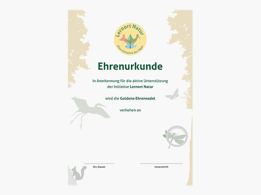 Luogo di apprendimento Natura Certificato Riconoscimento Oro
