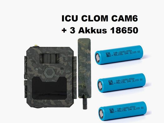 ICU CLOM CAM6 Wildkamera inkl.3x 18650 Akkus+2000 Coins