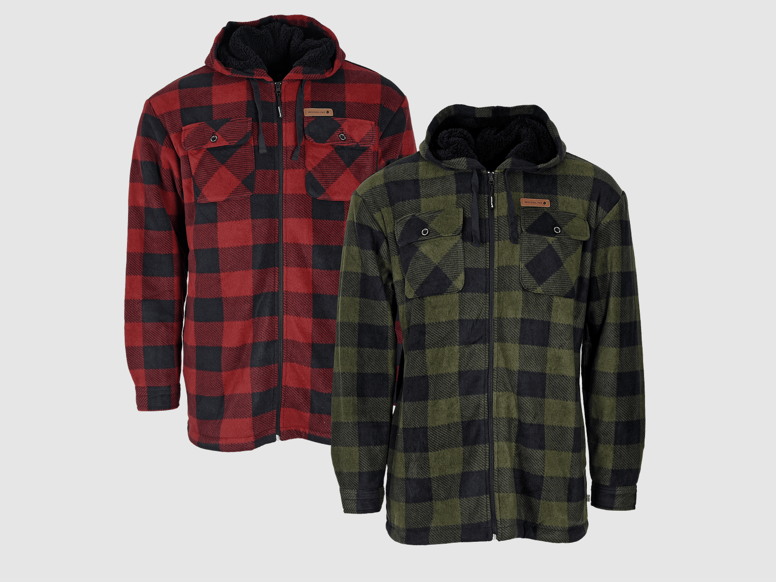 Woodline Fleecejacke Kanada Rot und Grün 2er-Pack