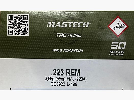 Magtech Tactical .223rem FMJ 55grs - 50 coups