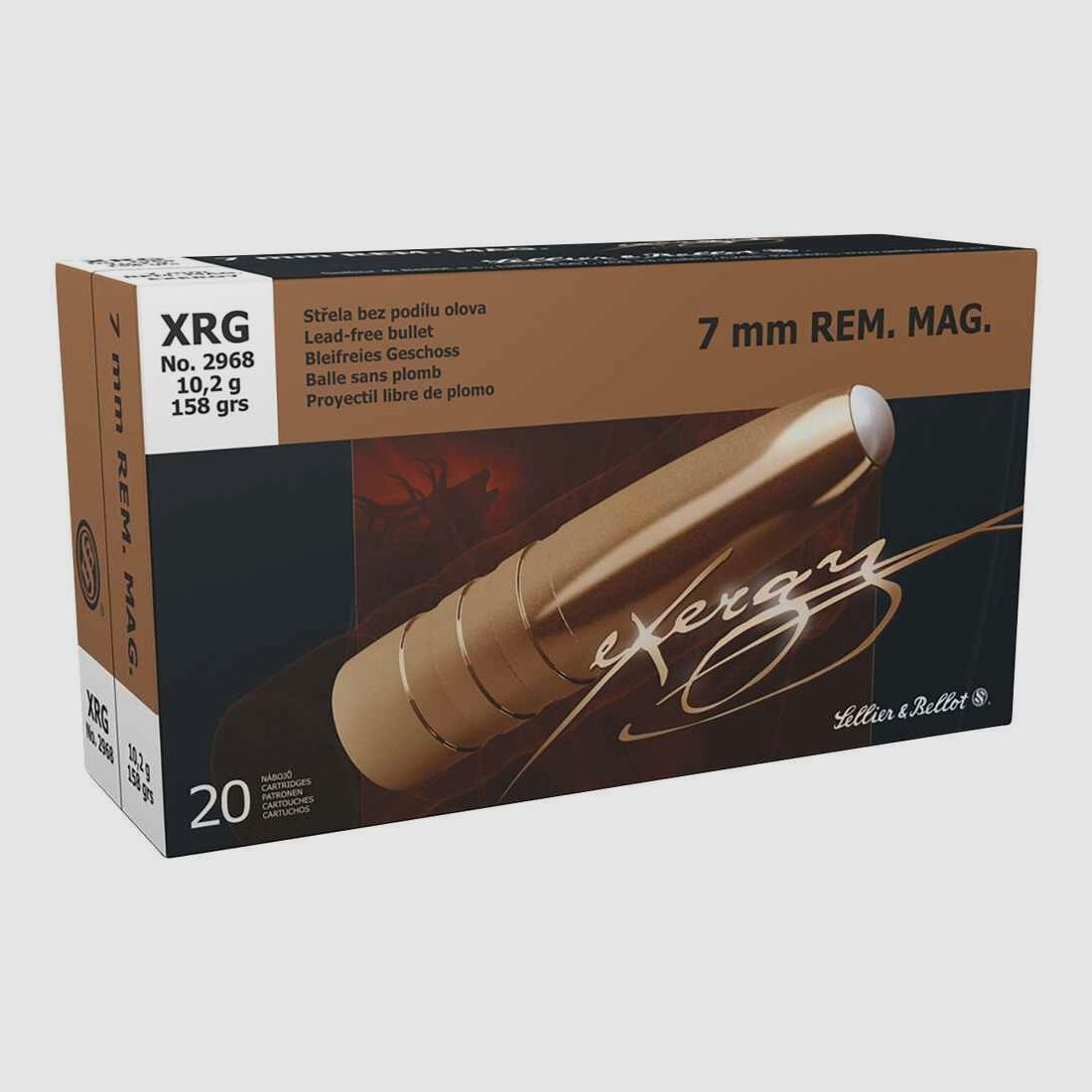 7 mm Rem. Mag. eXergy bleifrei 10,2g/158grs. Sellier & Bellot