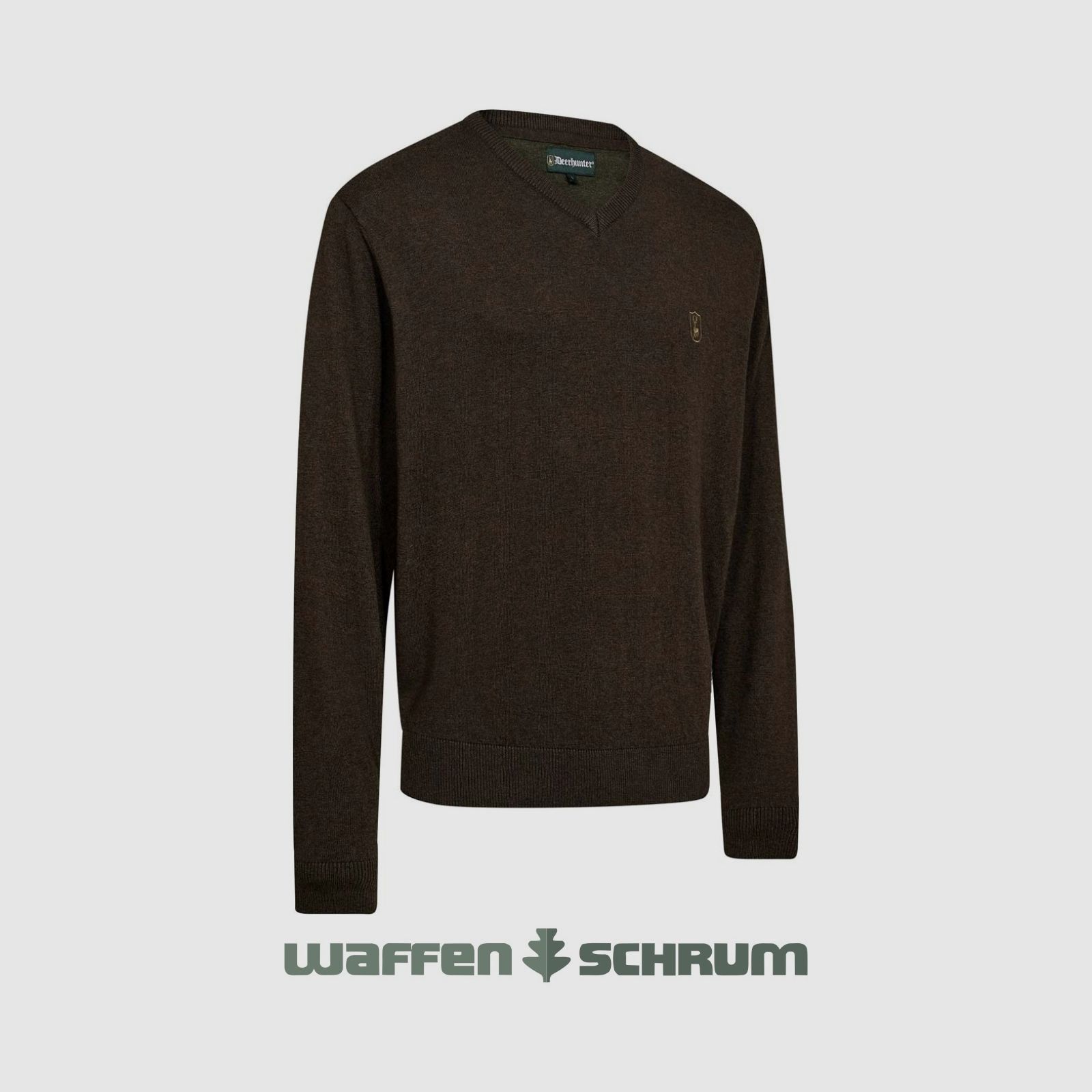 Deerhunter Pullover Harrington V-Neck Brown Melange