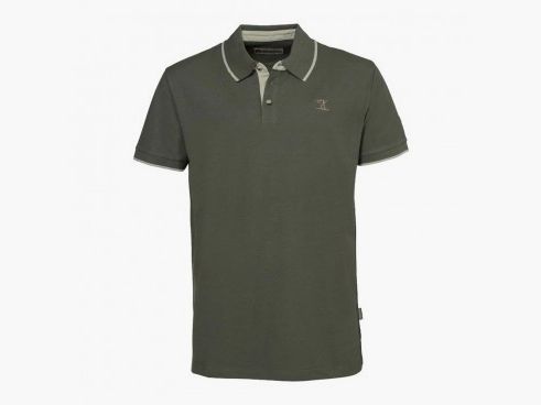 KHAKI POLO MET PERCUSSION LOGO