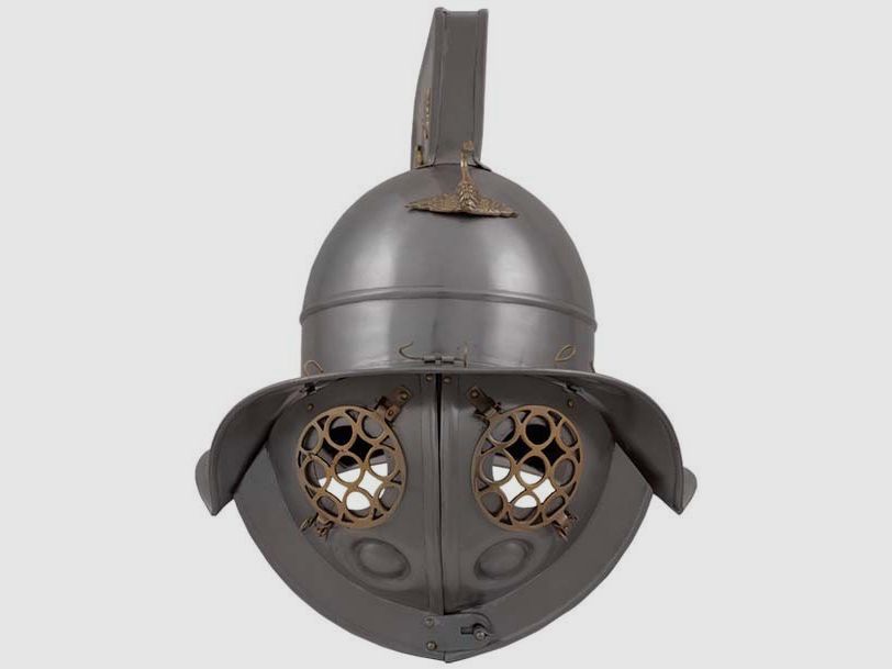 Gladiatoren Helm mit messingfarbenen Applikationen