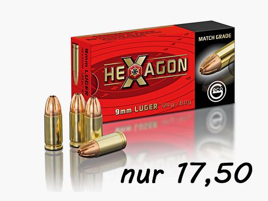 GECO HEXAGON 9mm Luger 9 mm 124grs  °°°°°°°°°°°°°°°°°°