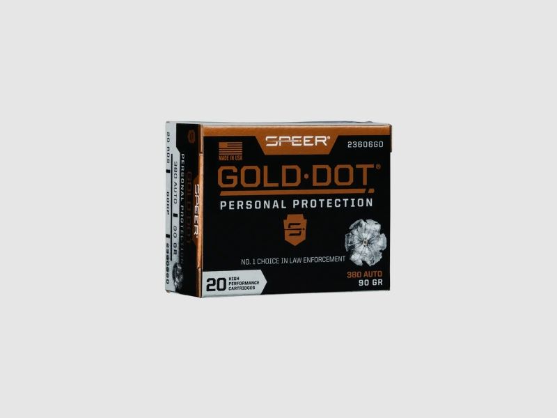 Speer Gold Dot Protección Personal .380 ACP 90GR GDHP 20 cartuchos