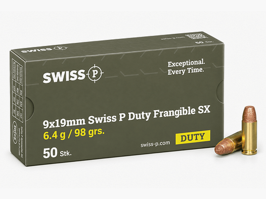 9x19mm Swiss P Duty Frangible SX 6.4g / 98grs. – 50 st.