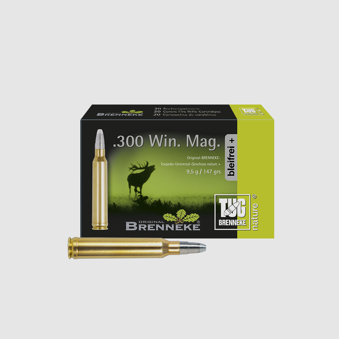 Gewehrpatrone mit TUG Geschoss – .300 Win. Mag., Orig. BRENNEKE TUG nature+ 9,5 g VE20
