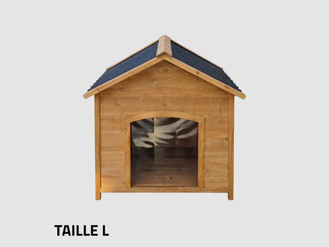 Casa de perro de madera tipo chalet - Tamaño L - Techo de PVC, imagen 2 de 16