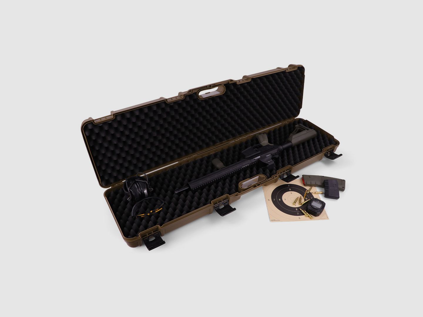 Winter Gewehrkoffer W11 117 cm für 1 Langwaffe – PP Kunststoff, 4 Push-Pull Verschlüsse, Noppen (Coyote), Bild 2 von 4