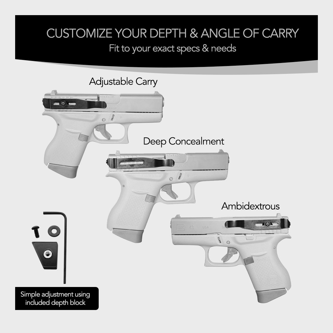 CLIPDRAW Clip de ceinture réglable pour GLOCK, image 6 sur 9