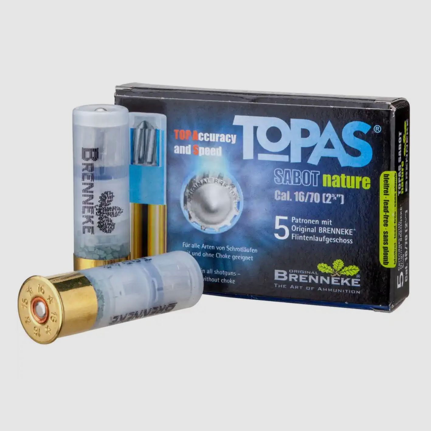 Brenneke 16/70 Topas Sabot Nature 17g/262grs. Bleifrei Flintenlaufgeschoss