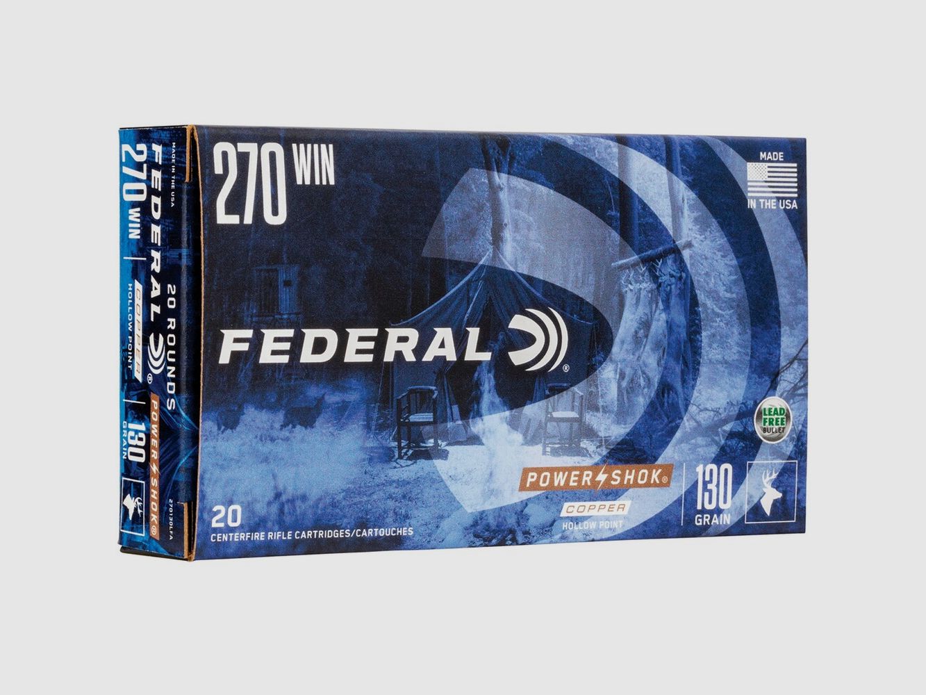 Munitions Federal .270 Win. Power Shok Cuivre HP 8,4g/130gr., image 1 sur 3