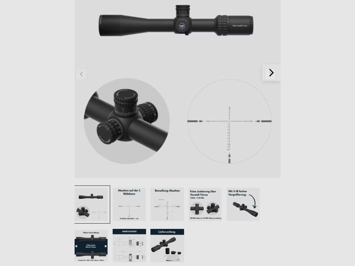 Vector Optics SCFF-49 Orion MAX Zielfernrohr 3-18x44FFP HD - Montage für 21mm Picatinny/Weaver