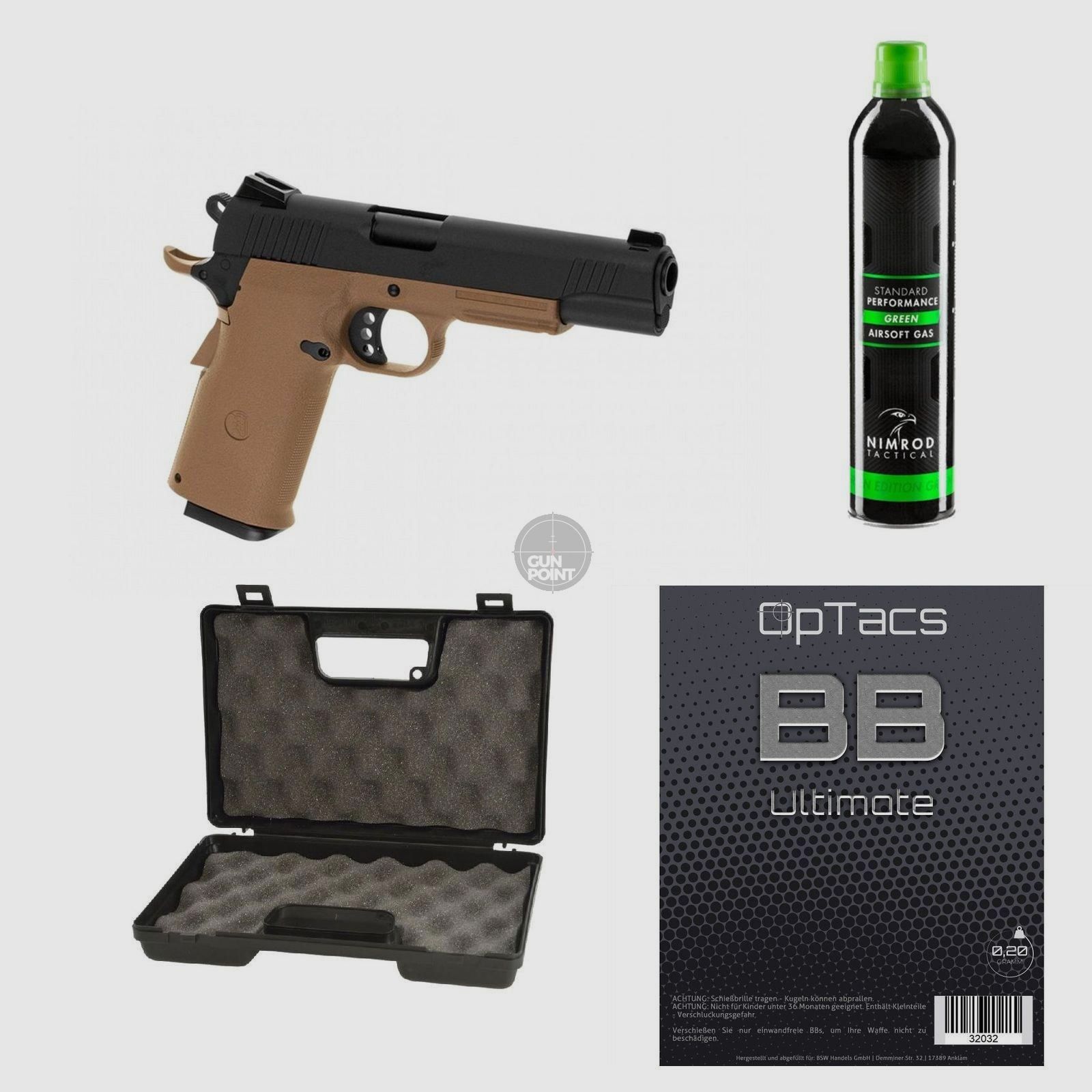 SET !!! Softair - Pistole - KJW - KP-11 Full Metal GBB TAN - ab 18, ber 0,5 Joule