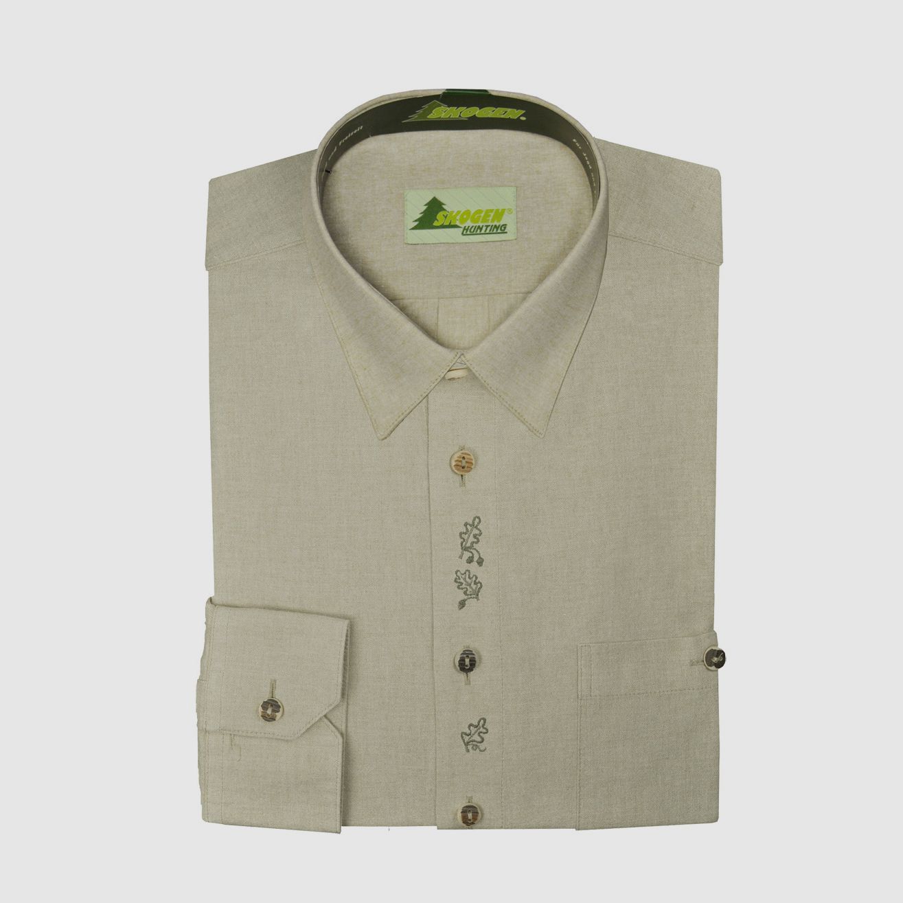 Hemd Chambray 1/1-Arm - Eichenlaub Stickerei