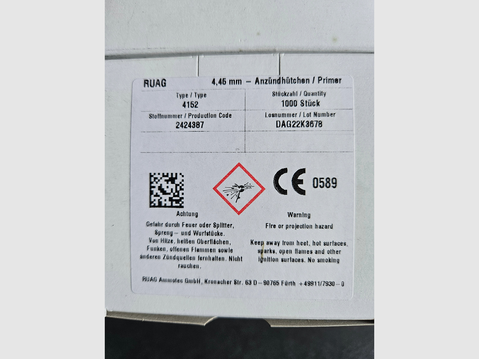 RUAG SP Zünder / Primer 7.000St 4,45mm Type 4152