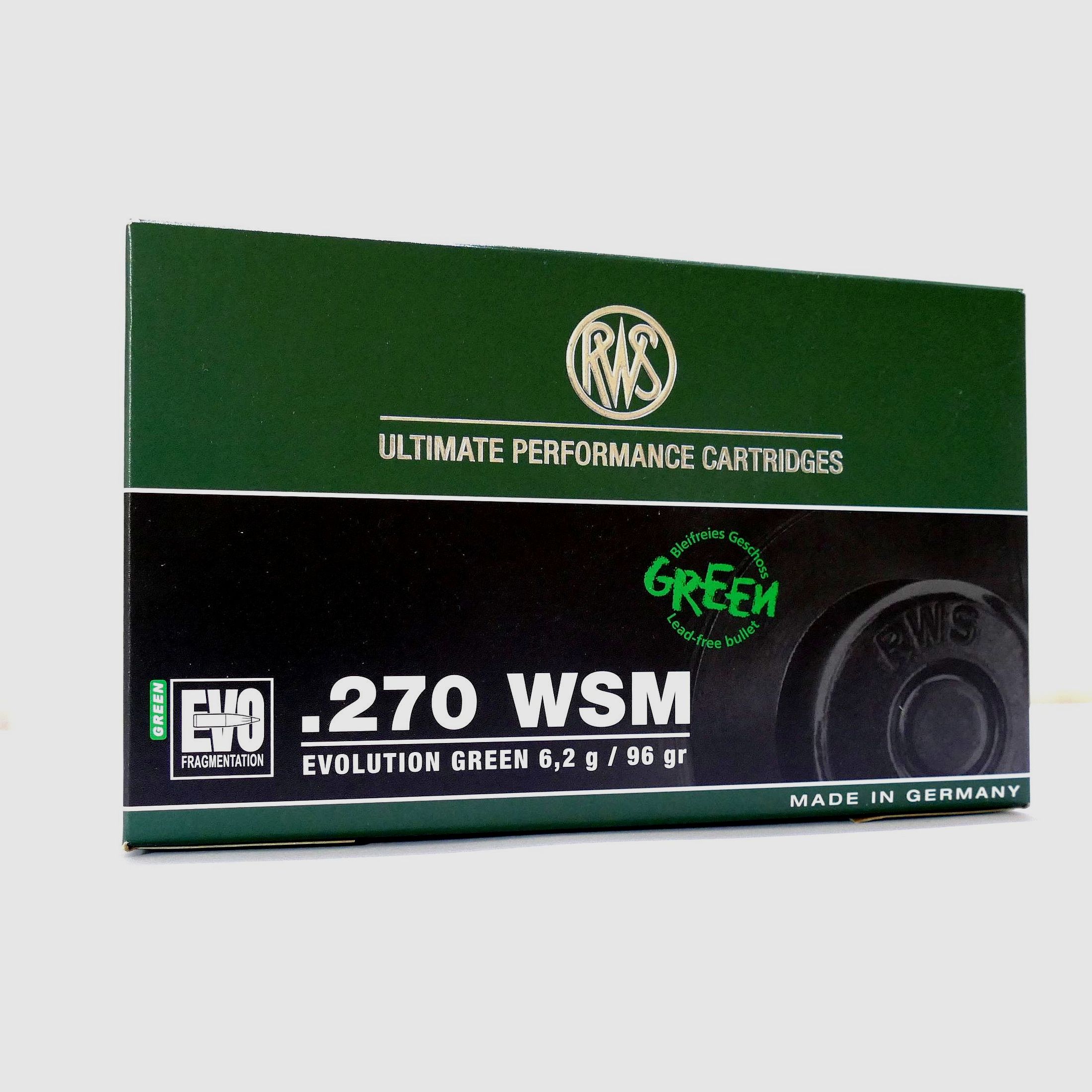 RWS .270 WSM EVO GREEN 6.2g/96gr Rifle Cartridges Lead-Free