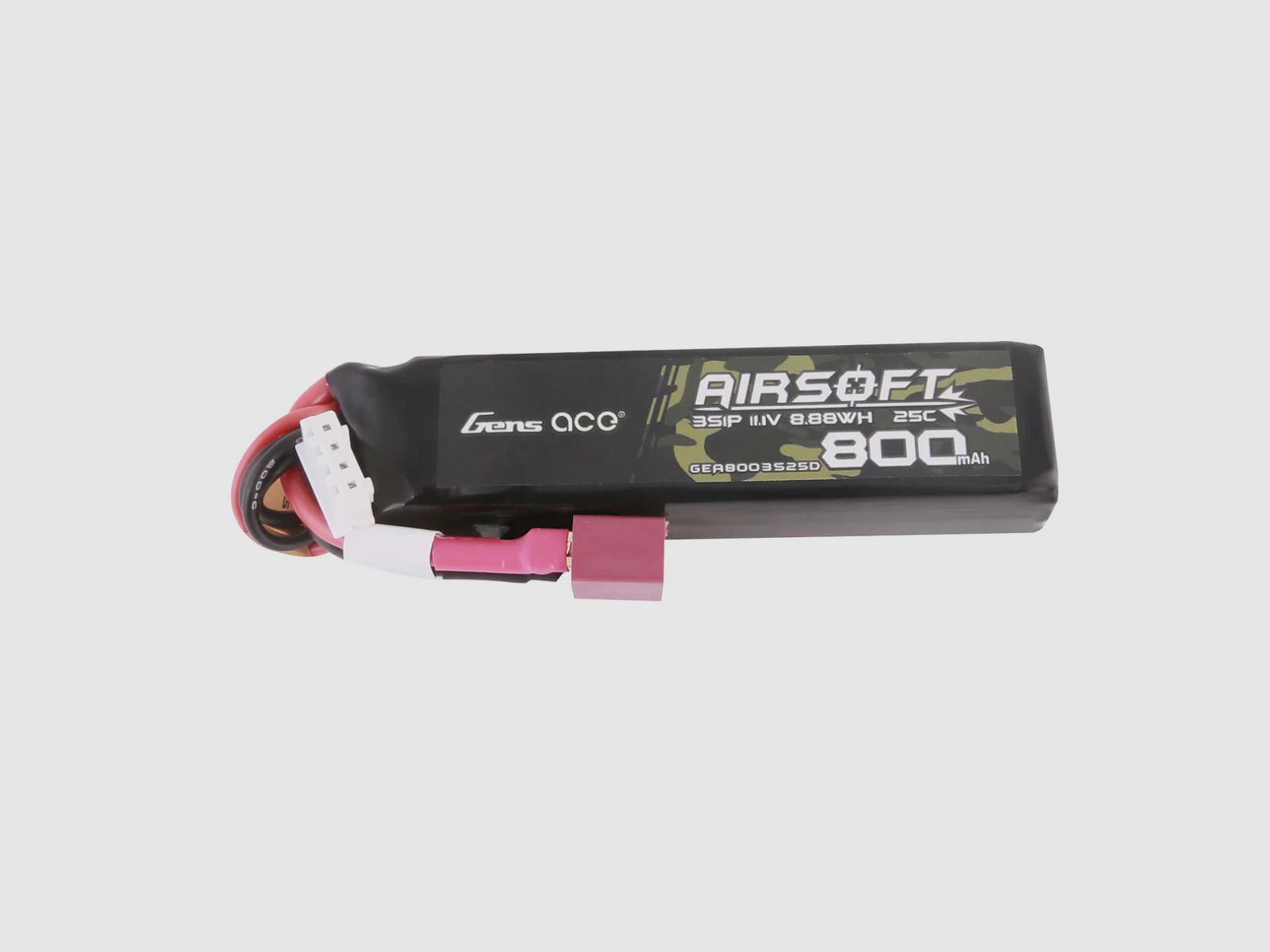 Gens Ace 25C 800mAh 3S1P 11.1V Nunchuck LiPo-Akku mit T-Stecker