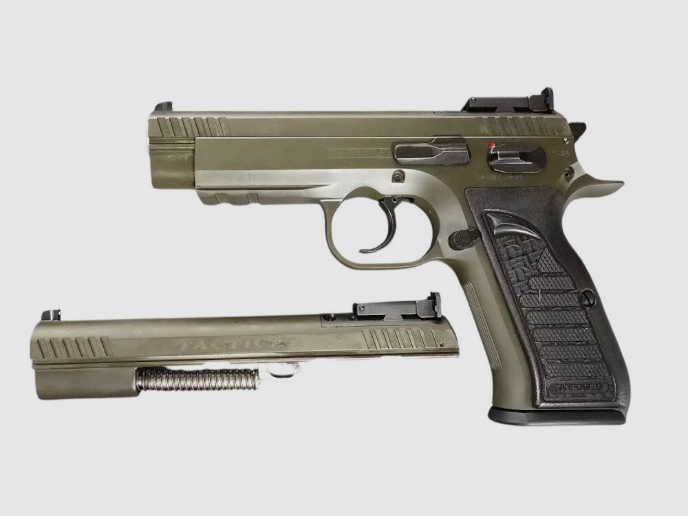 Tanfoglio Pistole T97L Tactical 45/9 OR Combo, OD Green, 4.53" Bull Barrel, 45ACP Pistole mit 9mm Wechselsystem