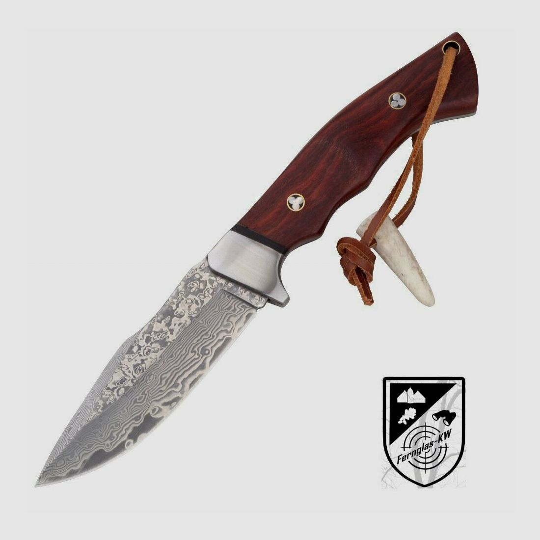 Cuchillo Parforce Damast Rotmilan con funda de cuero