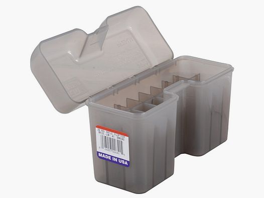 Boîte à cartouches MTM RF22-LM-41 claire fumée avec couvercle rabattable pour 22 cartouches .300 et moins.