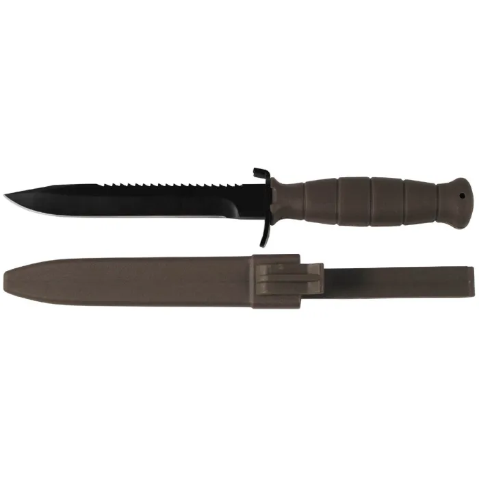 Couteau de combat ÖBH (réplique) Noir/Olive - Dos de scie + Étui en plastique