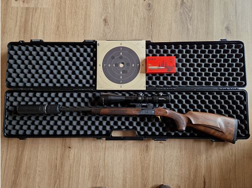 Complete package Merkel K5 Extreme caliber .308 Win (scope including mount, silencer, rifle case, and rifle sling)