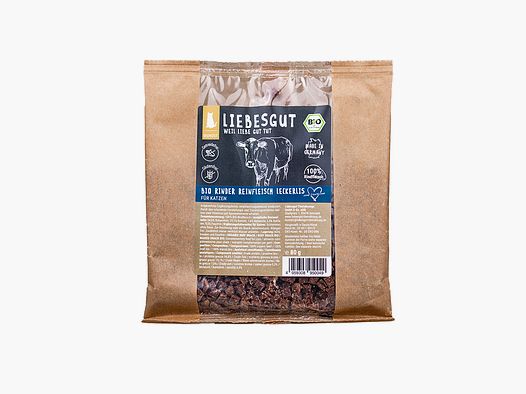 Liebesgut Katzenleckerli Bio Rinder Reinfleisch 80g