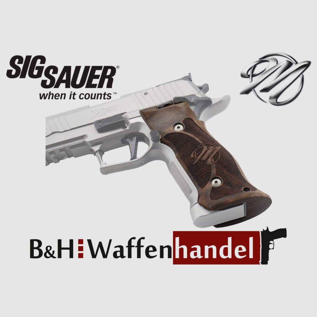Neu: Sig Sauer Mastershop P226 X-Series PPC Griffschalen Nussbaum verlängert X-Six / X-Five / X-Short 