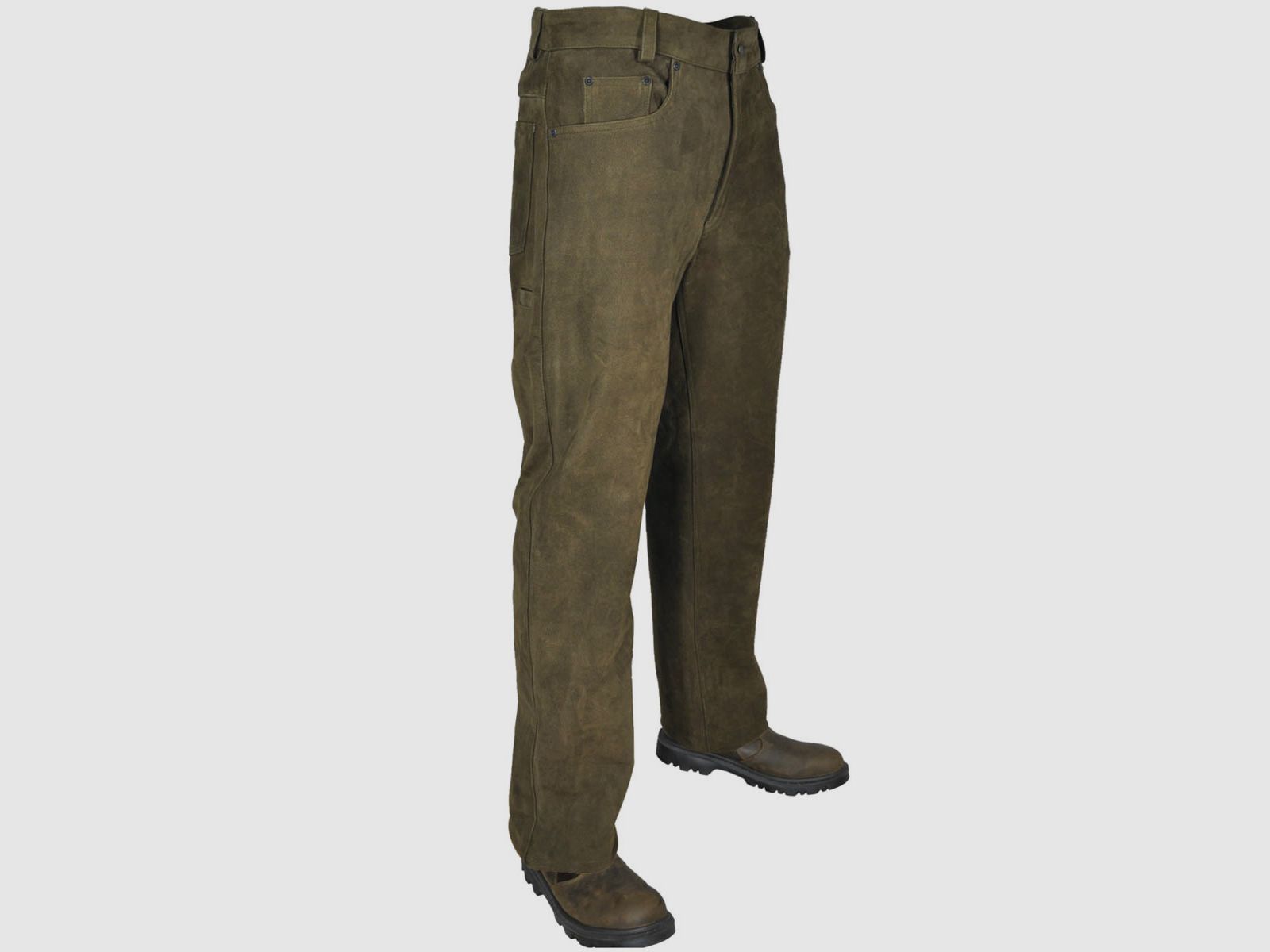 Hubertus Lederhose 5-Pocket Oliv