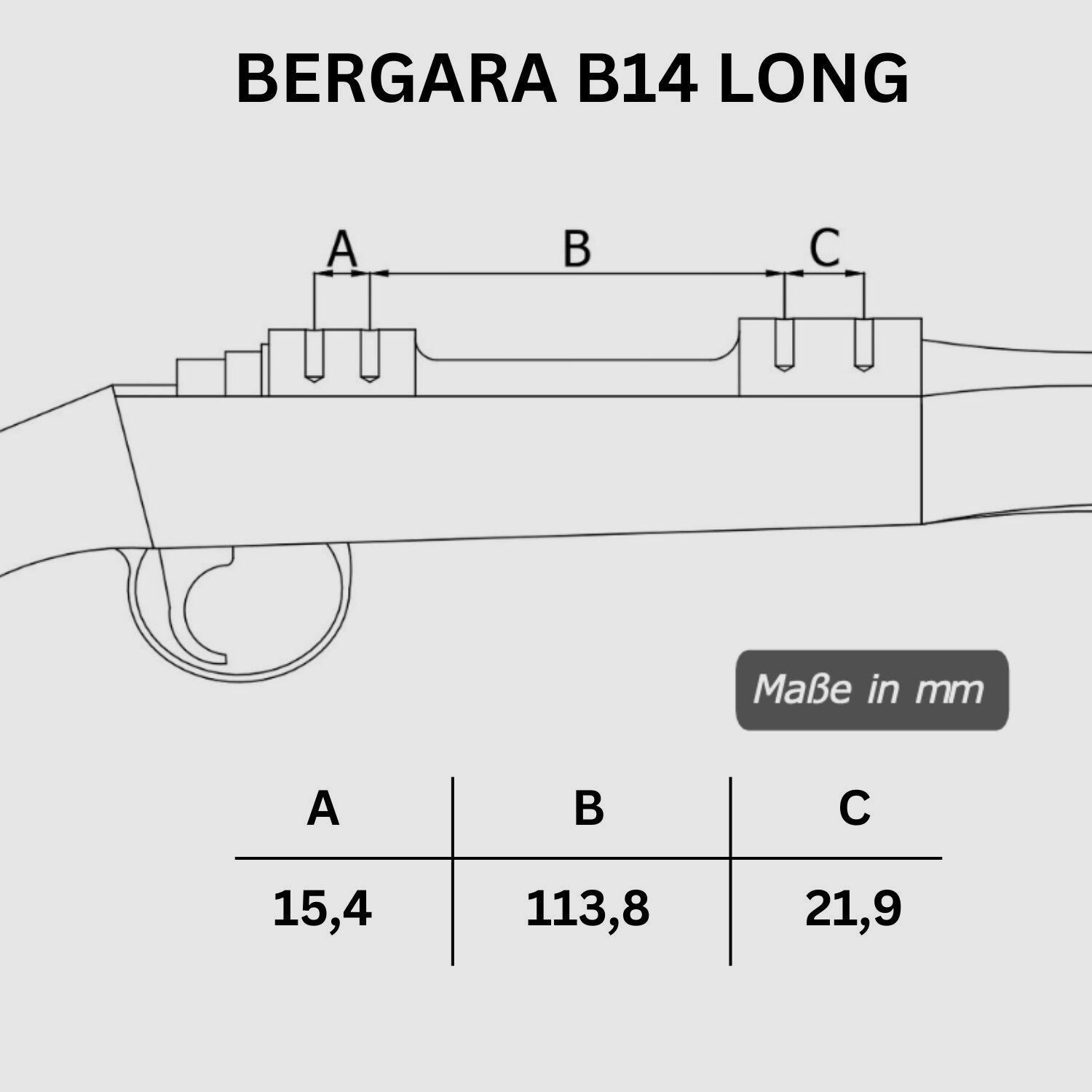 Rifle Doc Picatinny Weaver STAHL Schiene Bergara B14 LA (Long Action)
