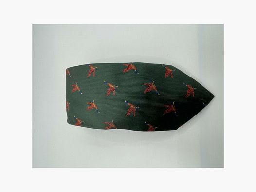 Robert Keyte tie 100% silk green motif duck