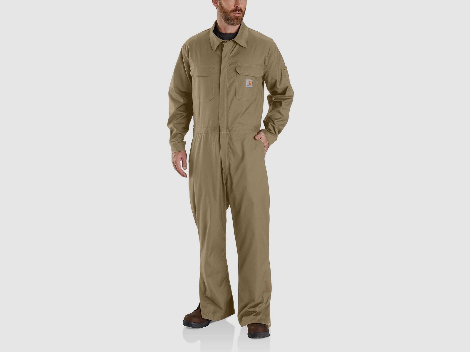 Carhartt Rugged Flex Canvas Overoles para Hombre Caqui Oscuro S