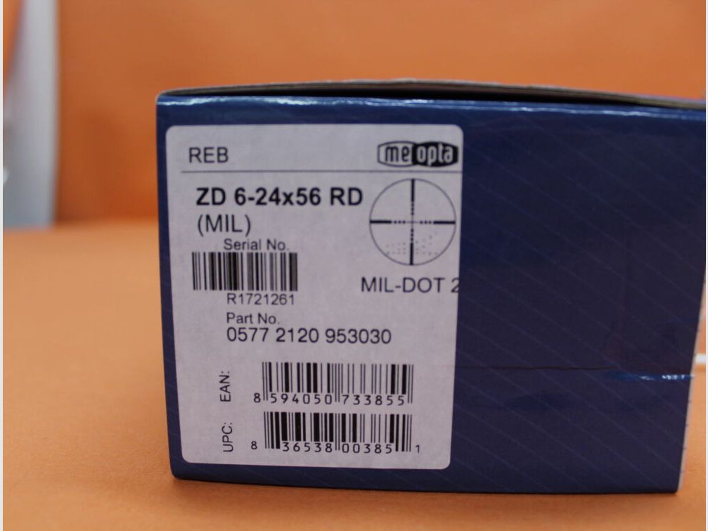 Meopta Meopta ZD Richtkijker 6-24x56 RD MIL-RAD MilDot2 Verlicht kruis (2.BE) 1cm Klik, 30mm Middenbuis